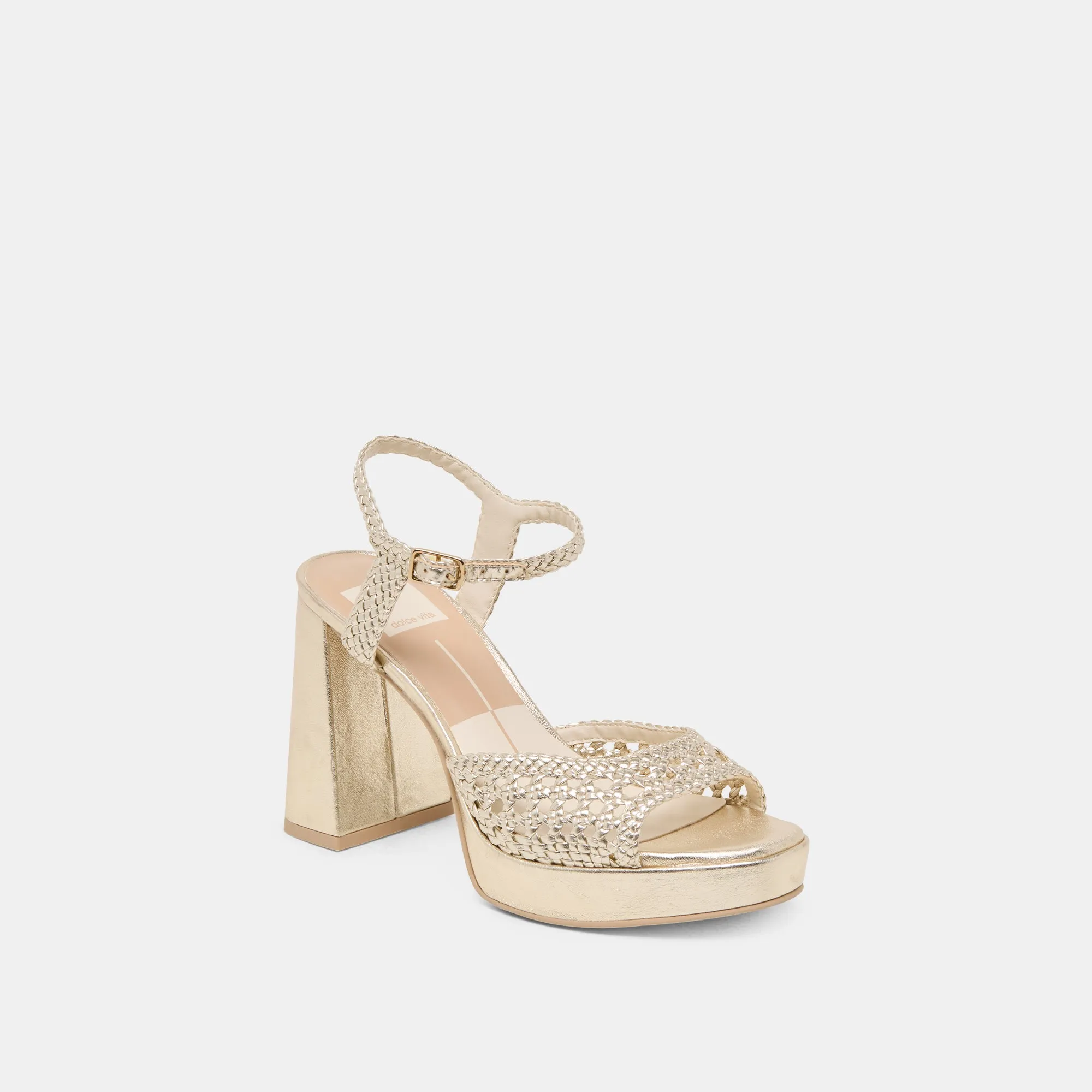 PEYTEN HEELS LIGHT GOLD WOVEN STELLA Adjustable Autumn footwear