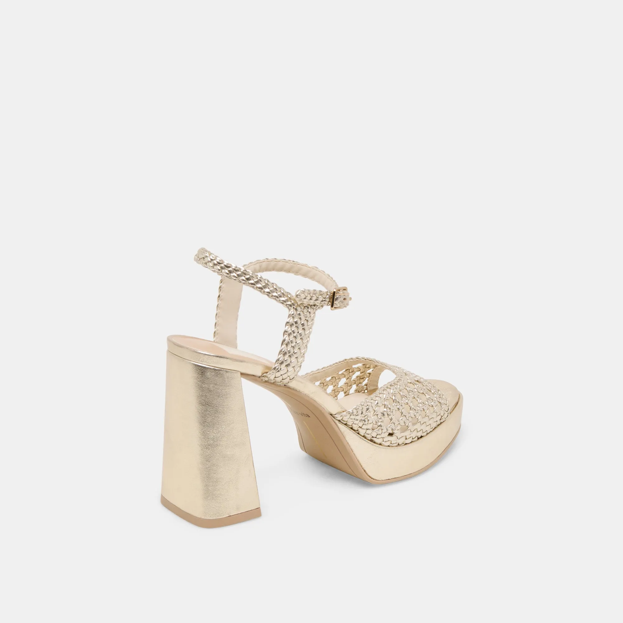 Fashion Booties Sleek Dress Shoes PEYTEN HEELS LIGHT GOLD WOVEN STELLA