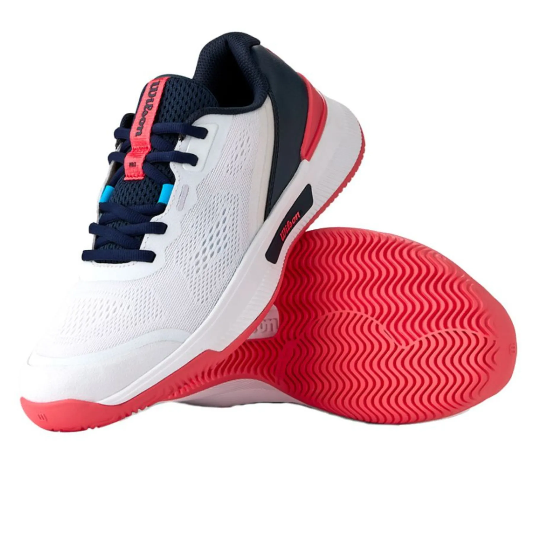 Minimal Sole Dynamic Sole Wilson Intrigue Pro Women Tennis Shoes - White/Navy/Blaze