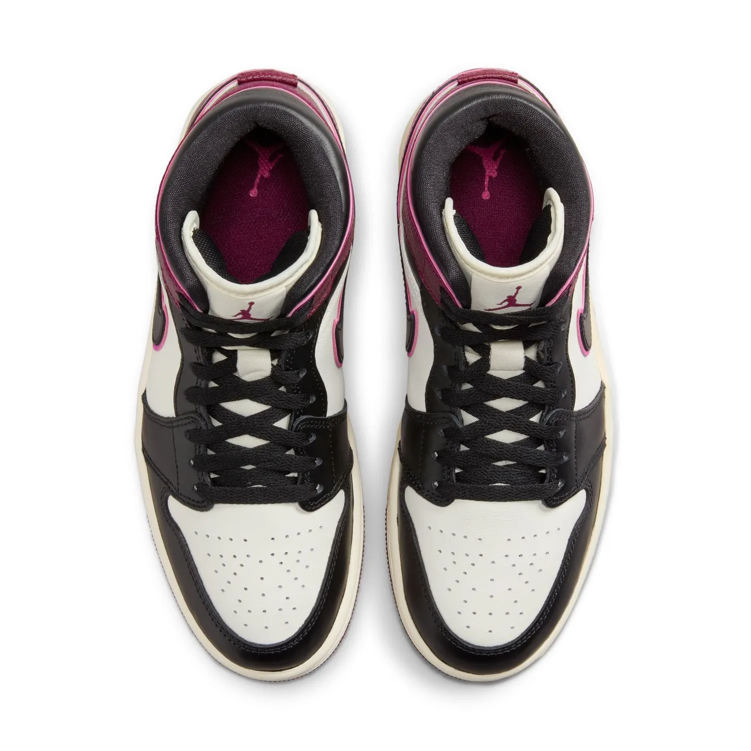 Wmns Air Jordan 1 Mid SE 'Sail Bordeaux' Leather   upper