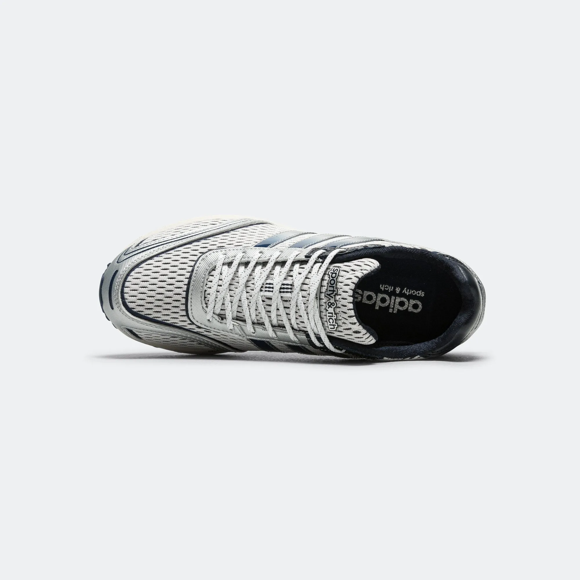 Quick Style Womens Adizero Adios x Sporty & Rich - Footwear White/Collegiate Navy-Cloud White