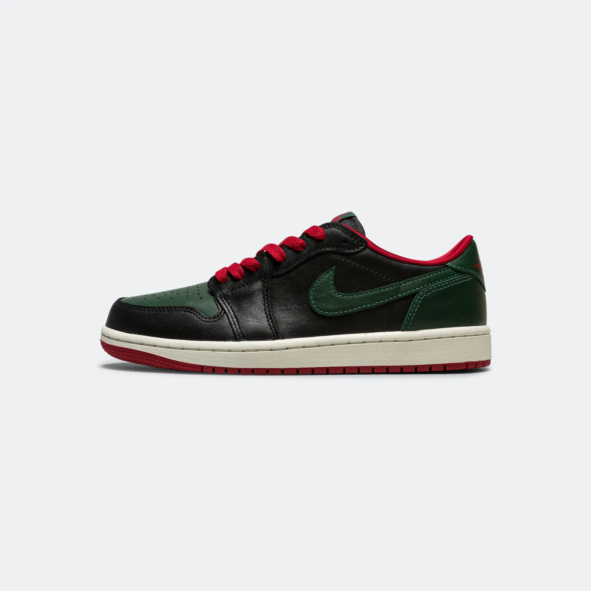 Recycled Components Womens Air Jordan 1 Low OG - Black/Gorge Green-Varsity Red-Sail