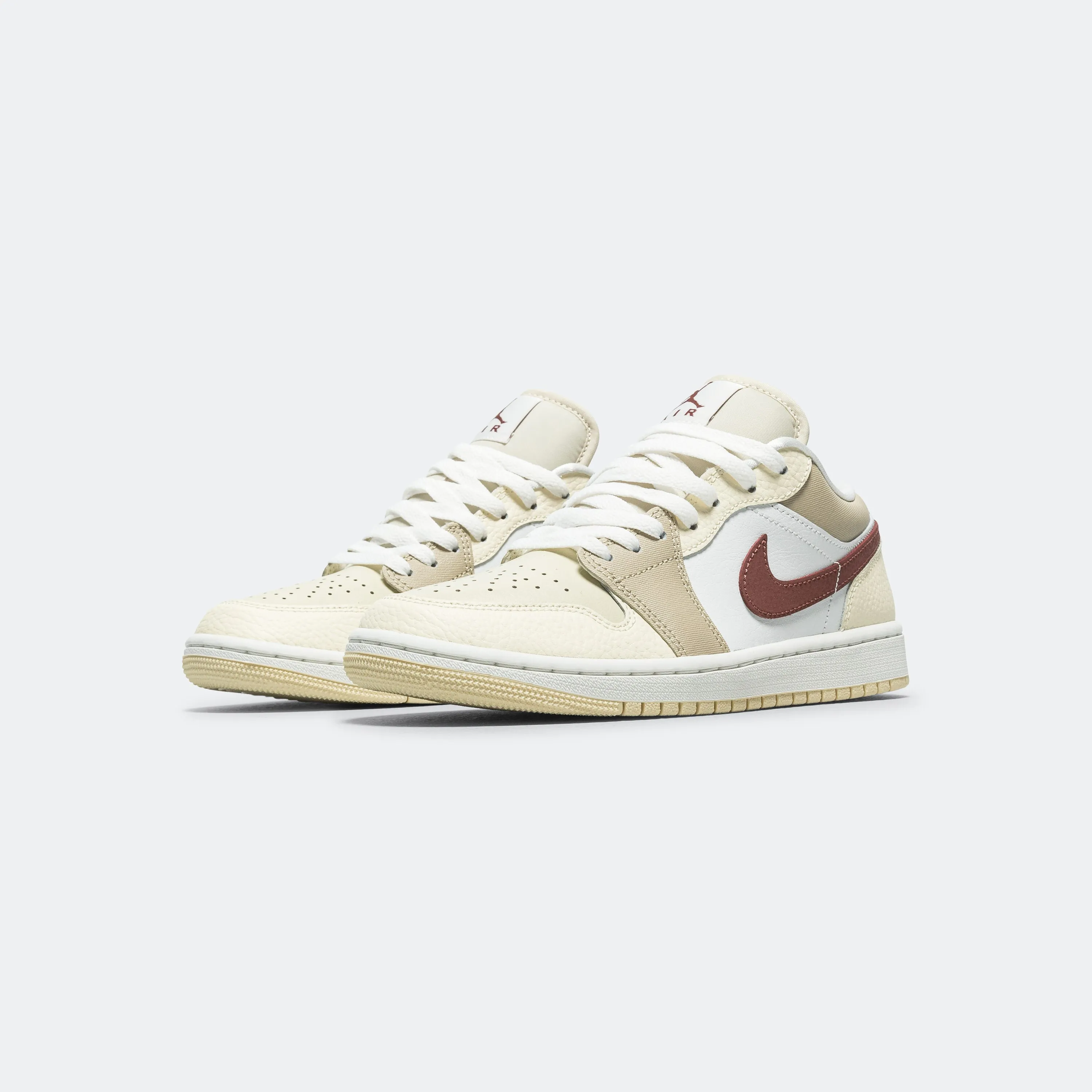 Multi Directional Grip Slip   On Womens Air Jordan 1 Retro Low - Summit White/Red Sepia-Desert Khaki