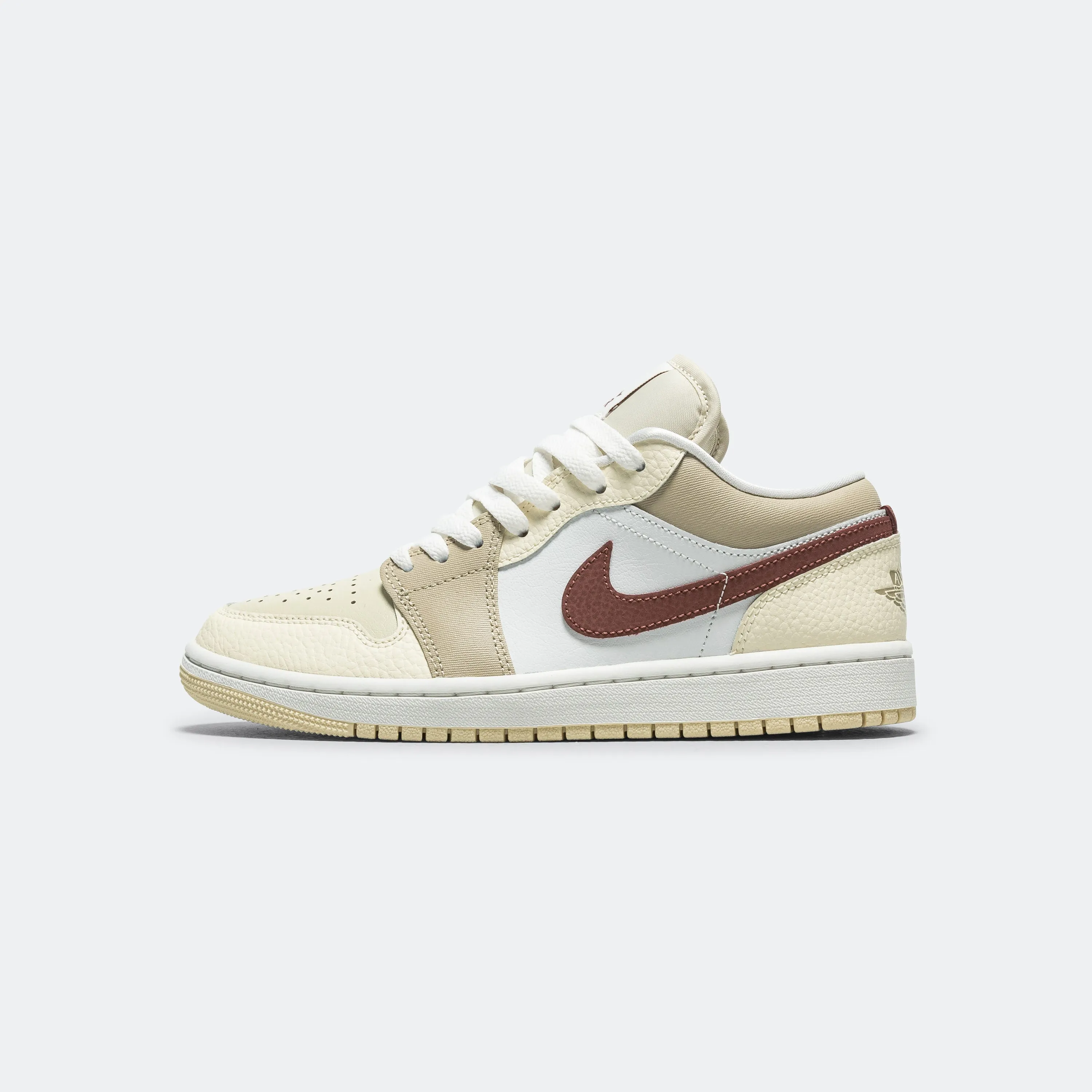 Womens Air Jordan 1 Retro Low - Summit White/Red Sepia-Desert Khaki Mid Top
