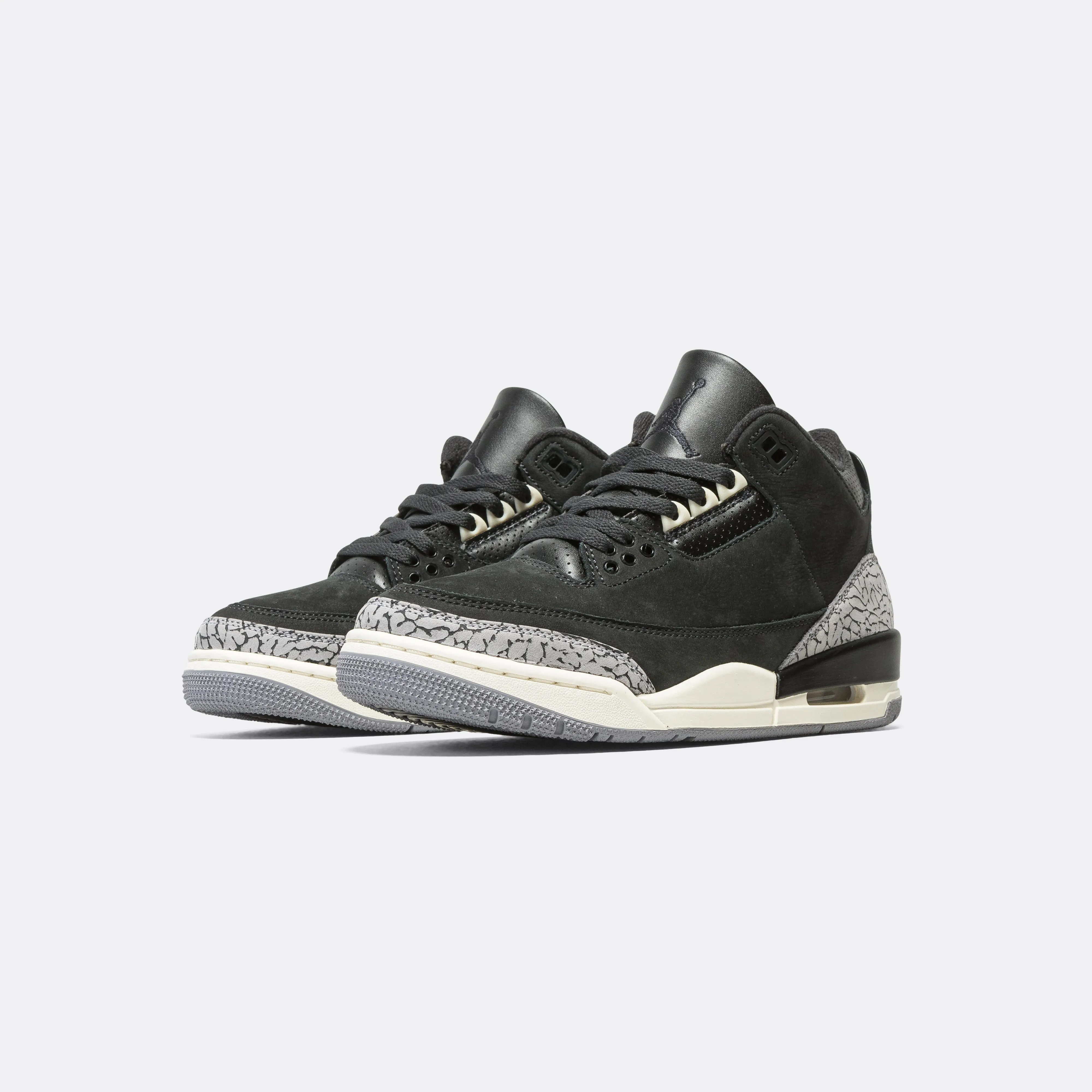 Womens Air Jordan 3 - Off Noir/Black-Sail-Cement Grey Outfit Ease Back Cushion