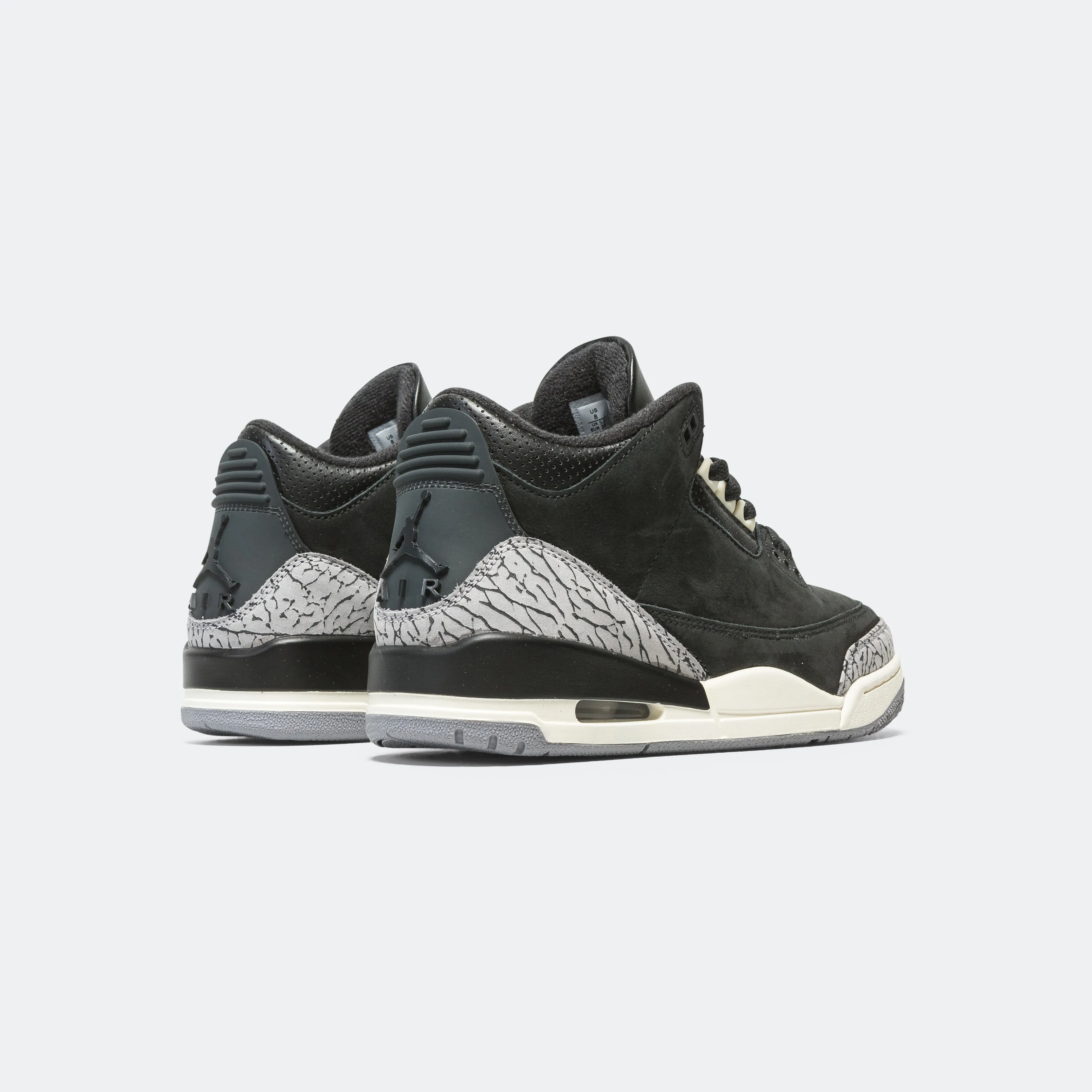 Womens Air Jordan 3 - Off Noir/Black-Sail-Cement Grey Casual Edge