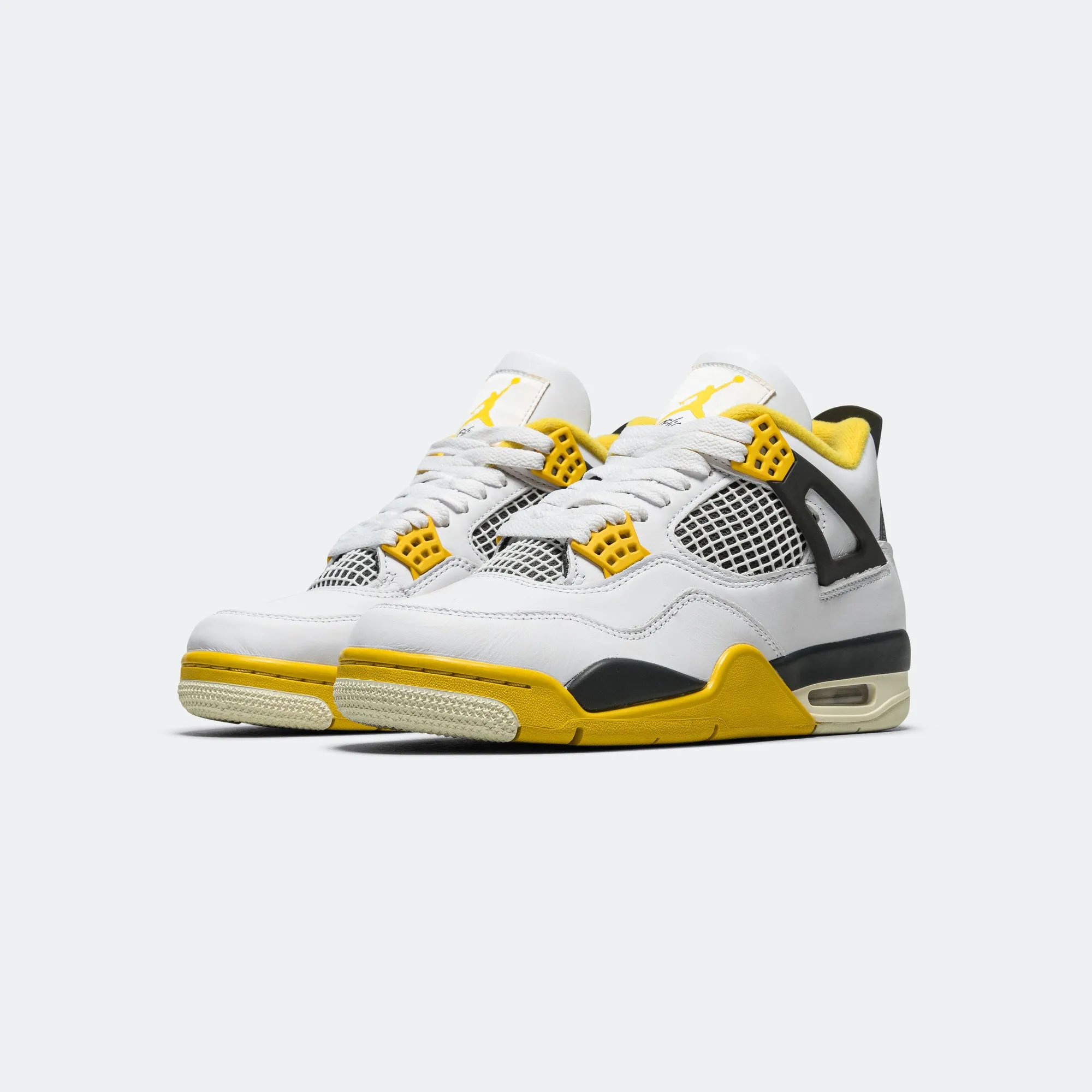 Womens Air Jordan 4 Retro - White/Coconut Milk-Vivid Sulfur All Day Wear Travel Wear
