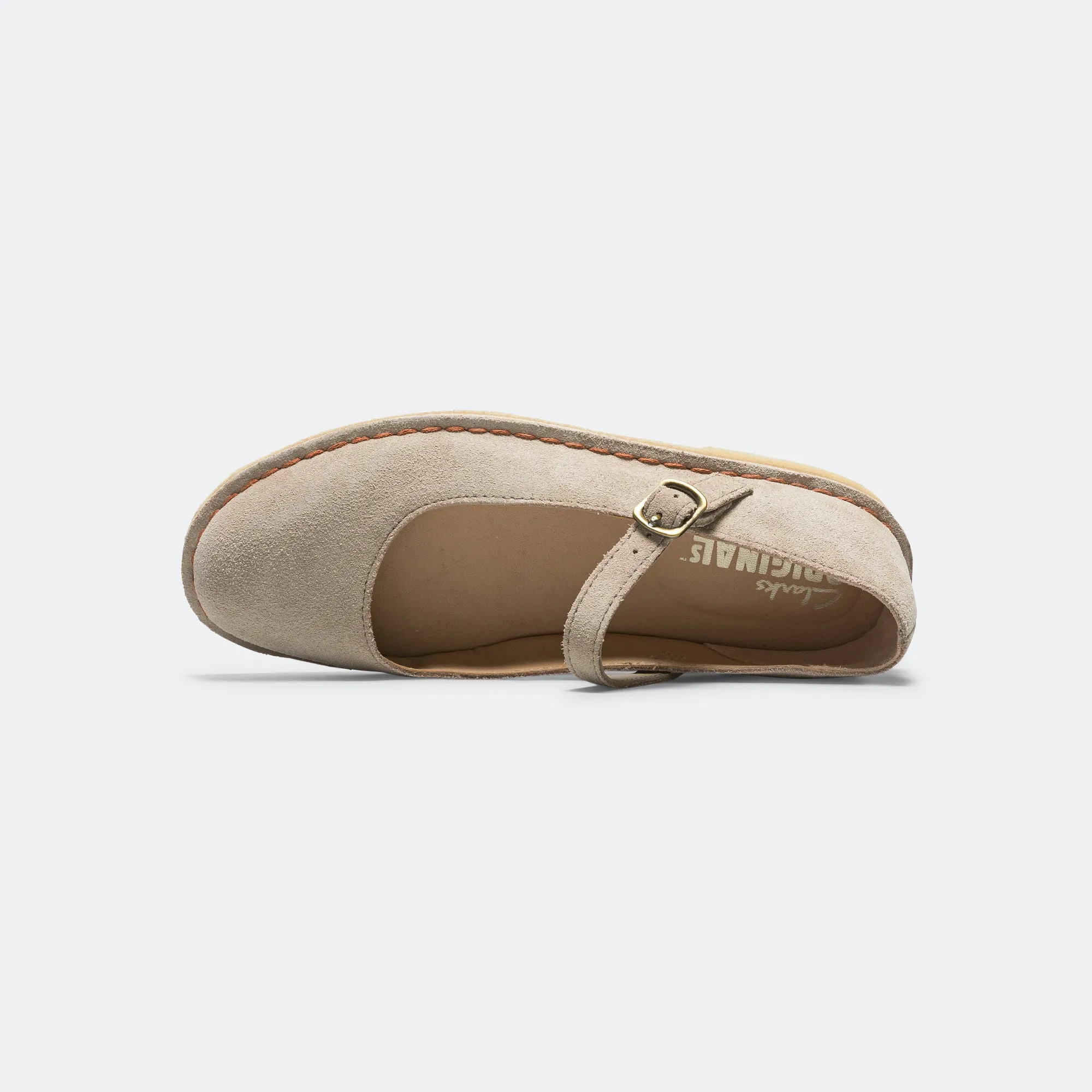 Womens Desert Jane - Sand Suede Slip On Elastic Gusset Orthotic Compatible Footbed