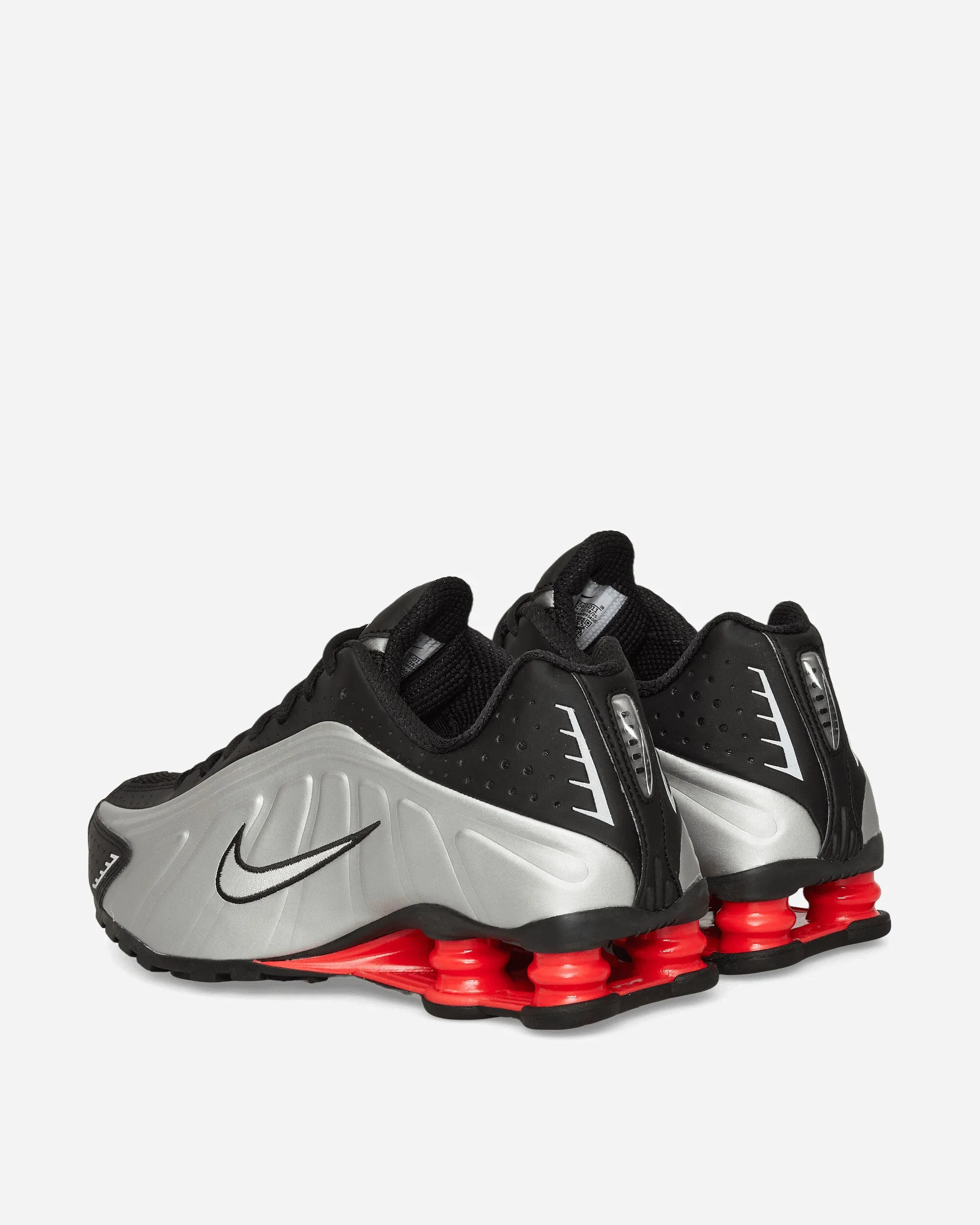 Breathable Sole Women's Shox R4 Sneakers Metallic Silver / Black / Light Crimson