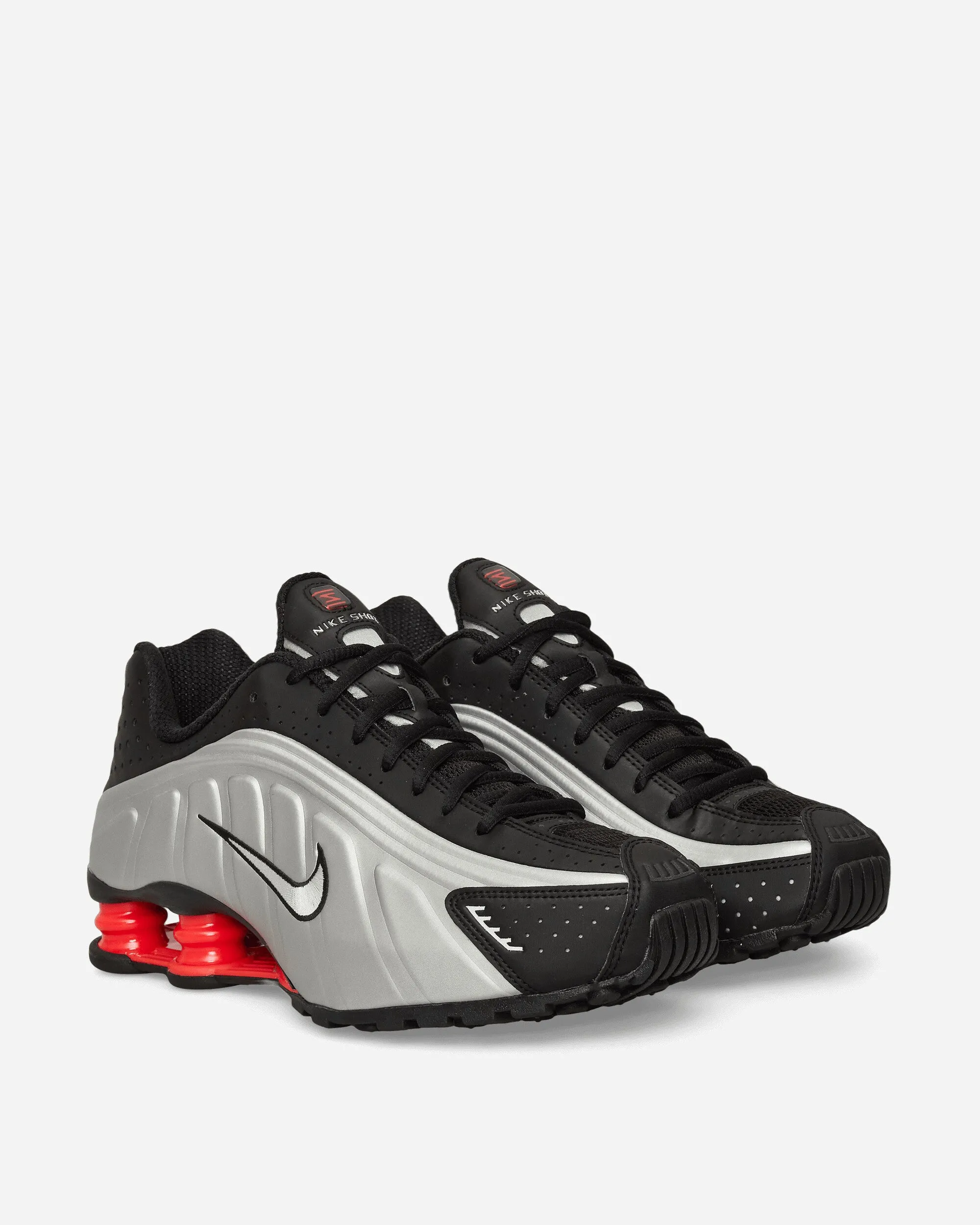 Stable Grip Women's Shox R4 Sneakers Metallic Silver / Black / Light Crimson
