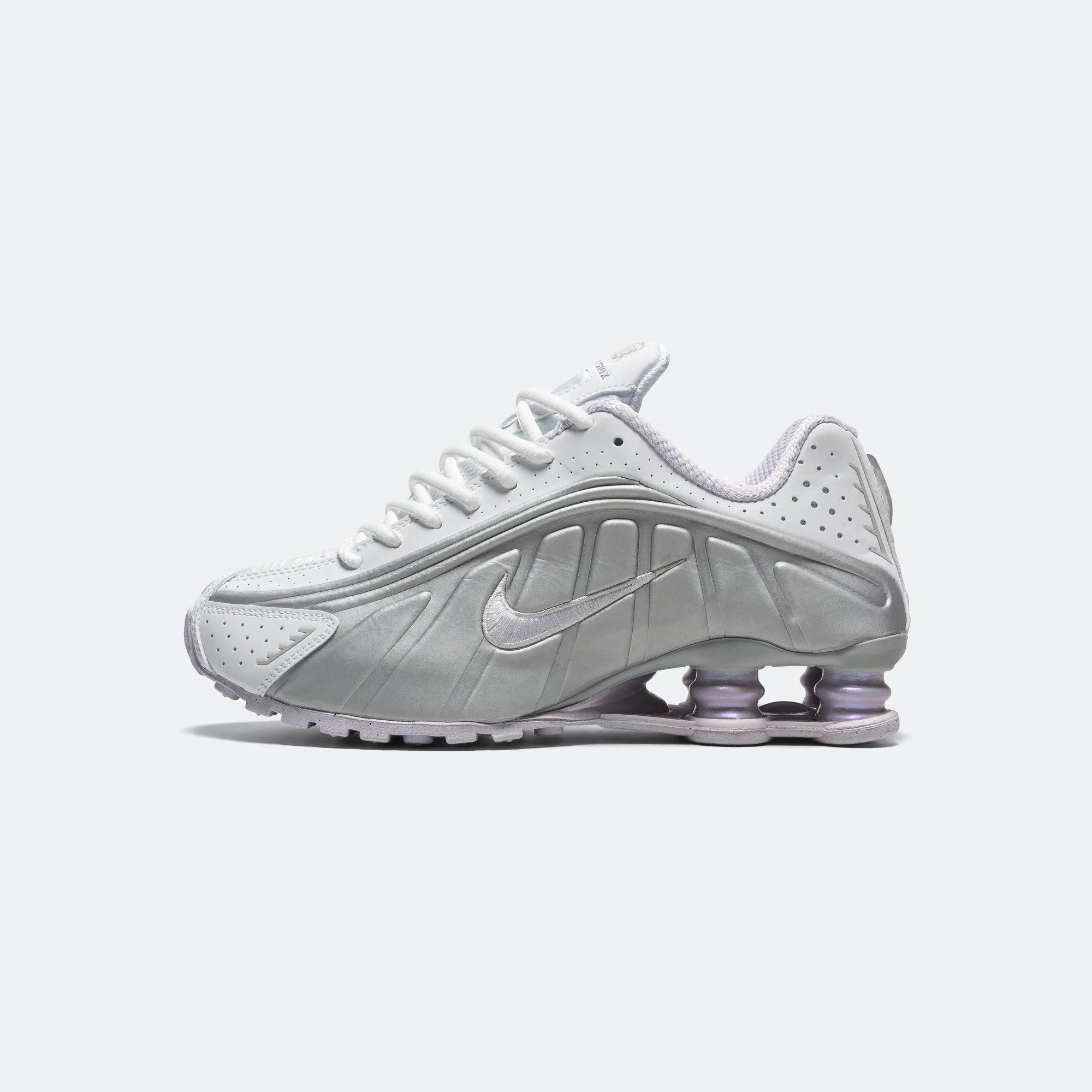 Bouncy midsole Womens Shox R4 - White/Barely Grape-Metallic Platinum