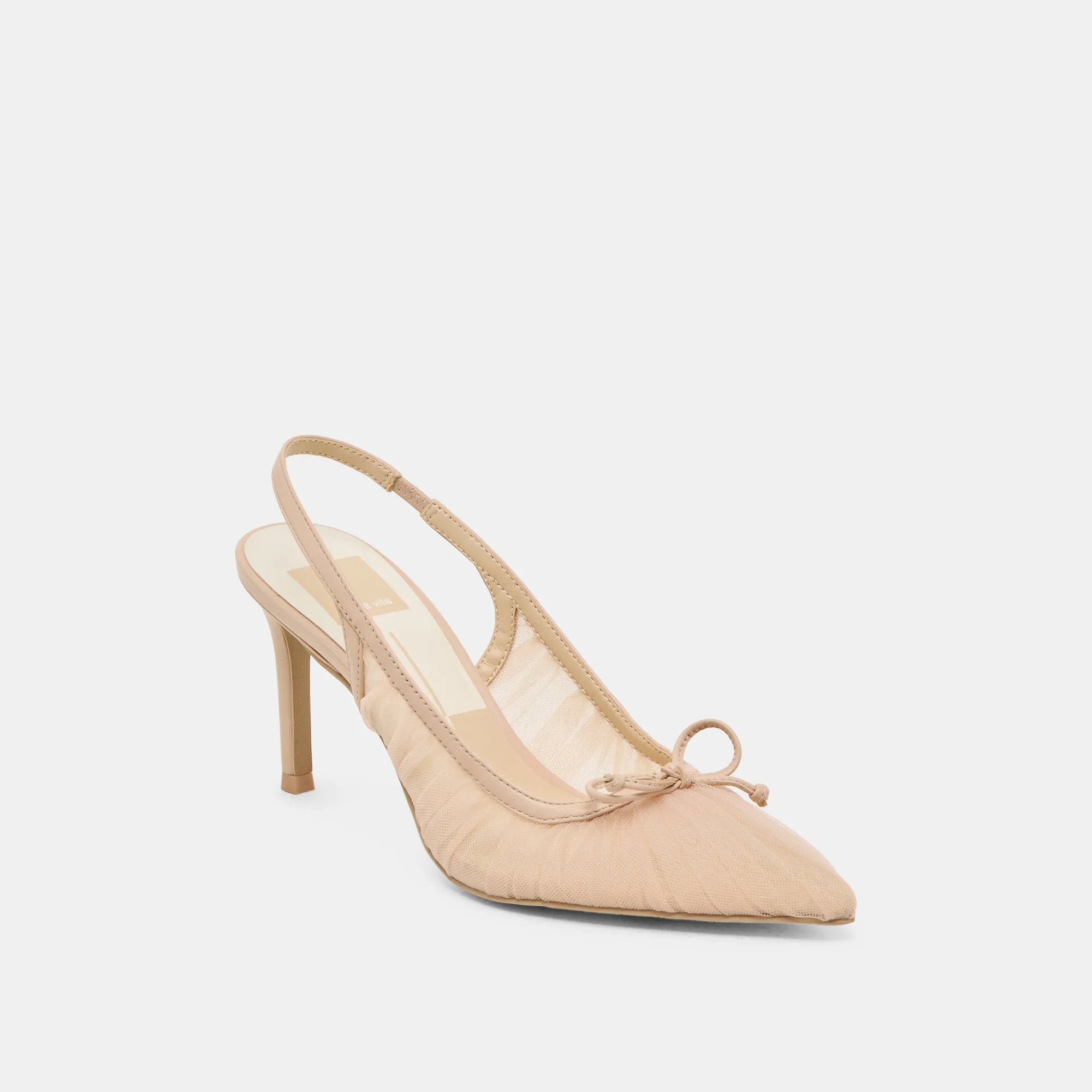 Ankle Strap Heels Nude Pumps for Weddings YELA HEELS PRALINE TULLE