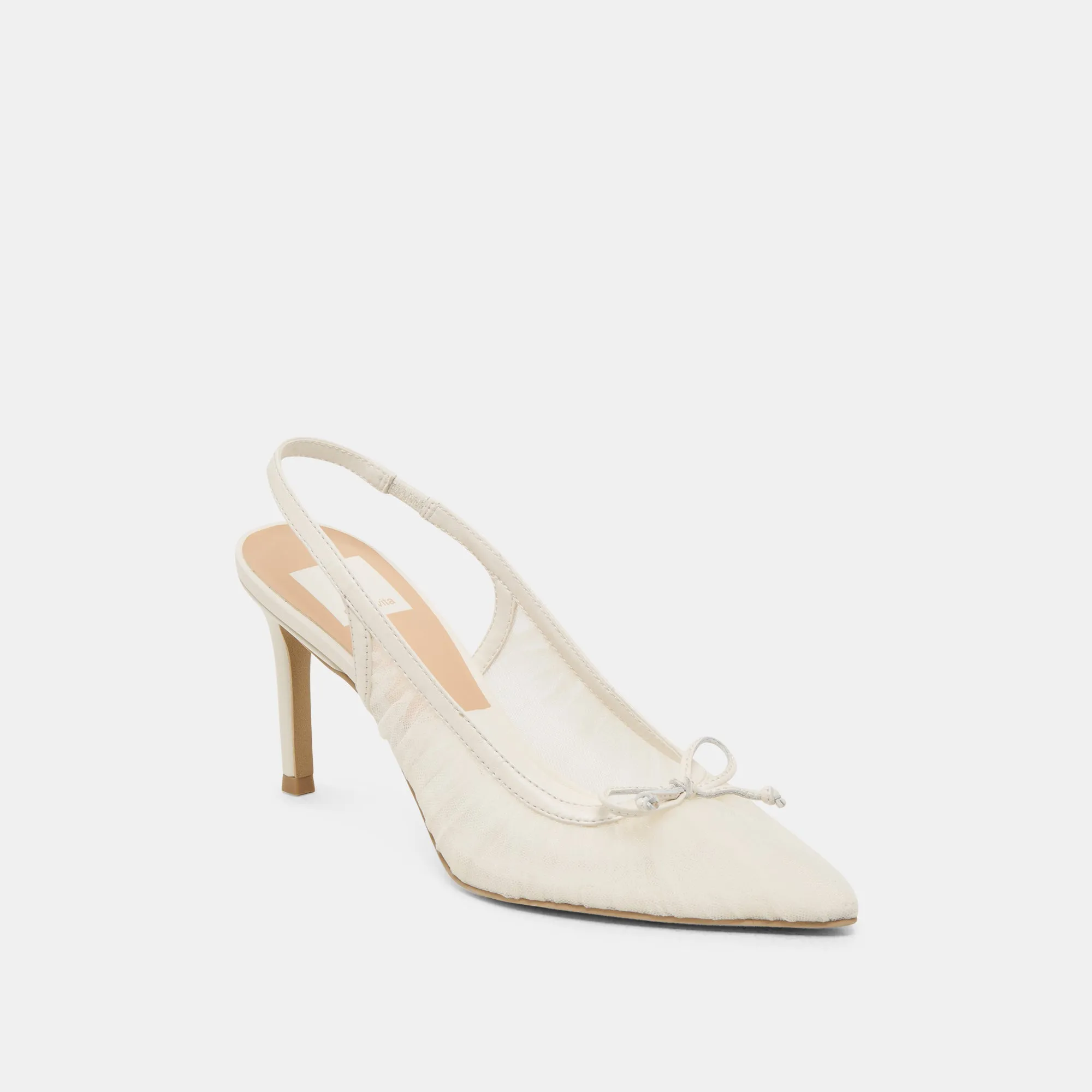 YELA HEELS WHITE TULLE Embellished Wedding Shoes Pointed Heels