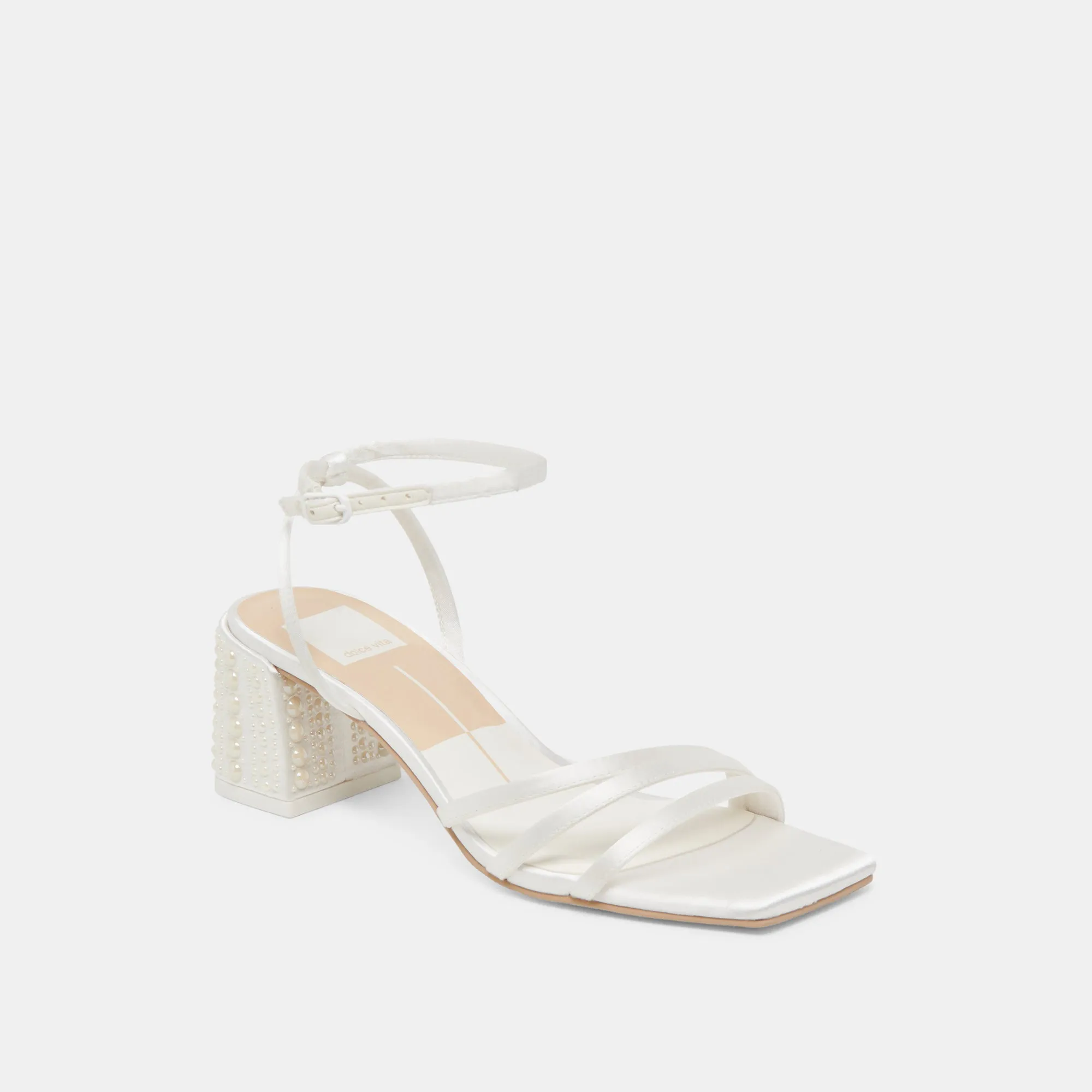 YSABEL PEARL HEELS TRUE WHITE SATIN Stable base Fashionable Shoes