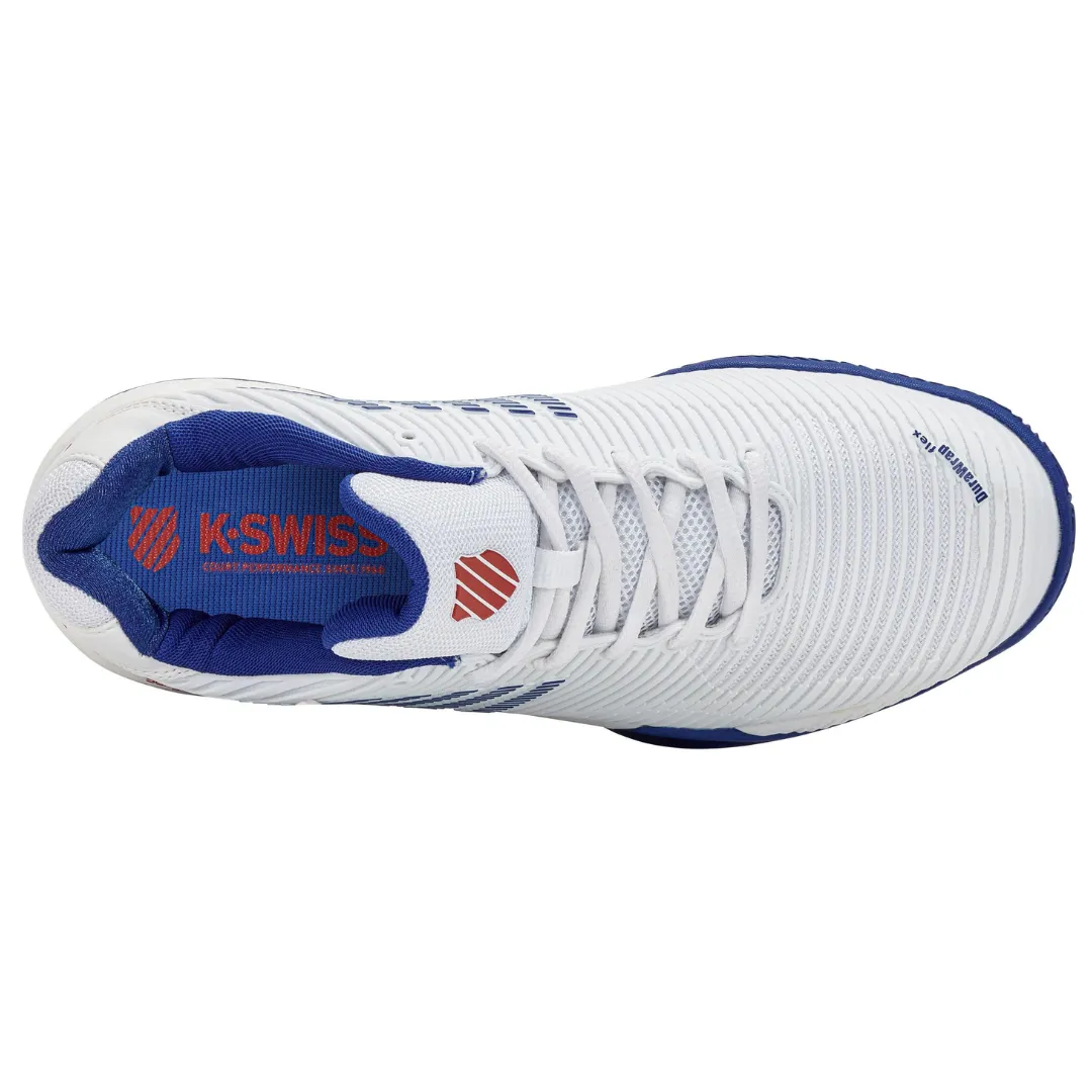 Lightweight Design K Swiss Hypercourt Men Express 2 HB Tennis Shoes - White/Royal/Red