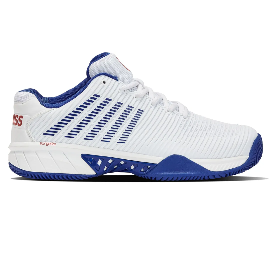 Daily Commute K Swiss Hypercourt Men Express 2 HB Tennis Shoes - White/Royal/Red