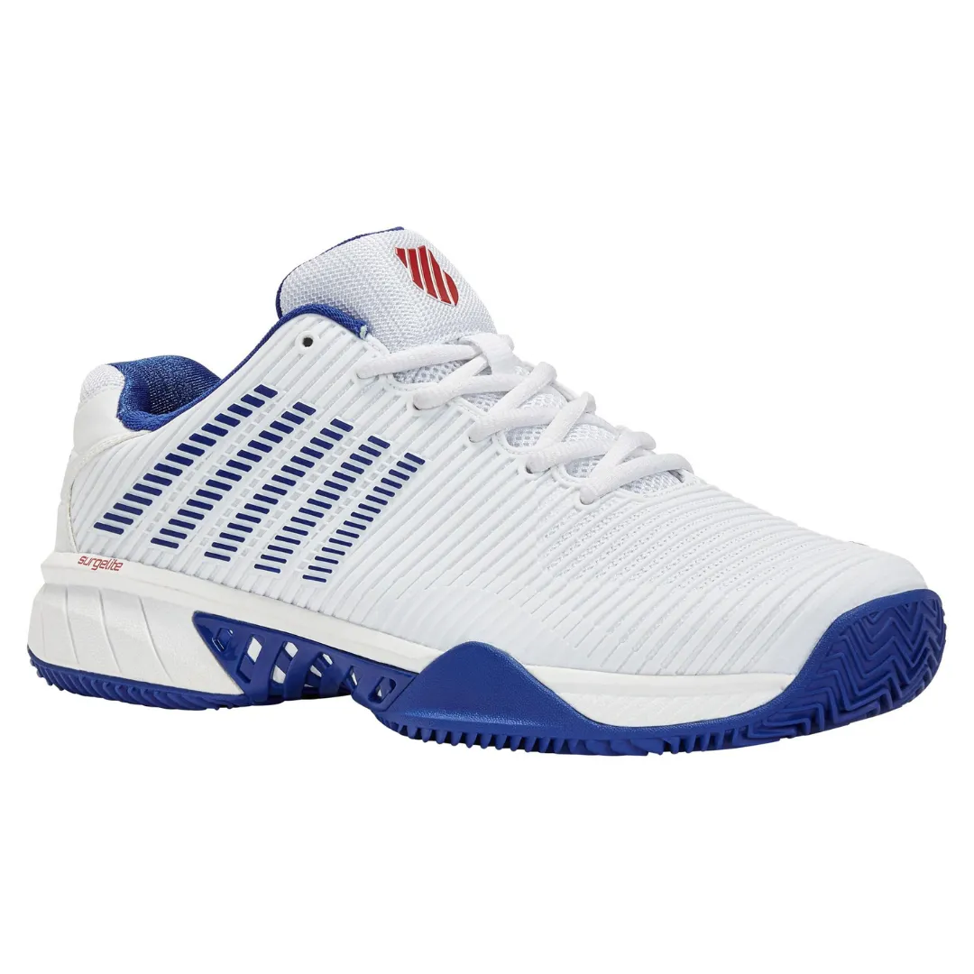 Functional Mesh K Swiss Hypercourt Men Express 2 HB Tennis Shoes - White/Royal/Red